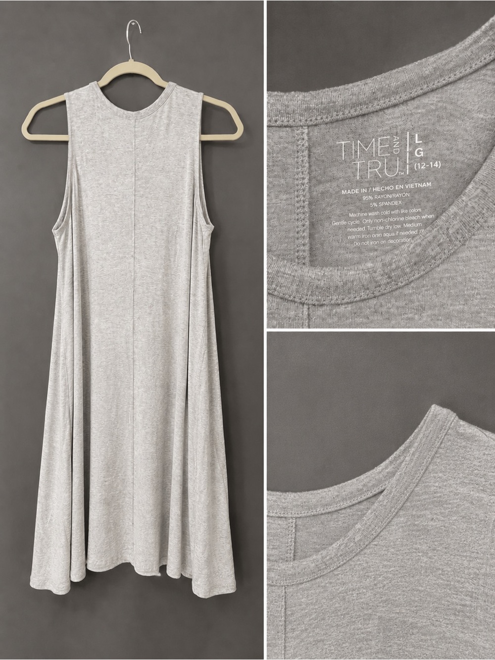 Time and Tru Light Gray Sleeveless A-Line Dress